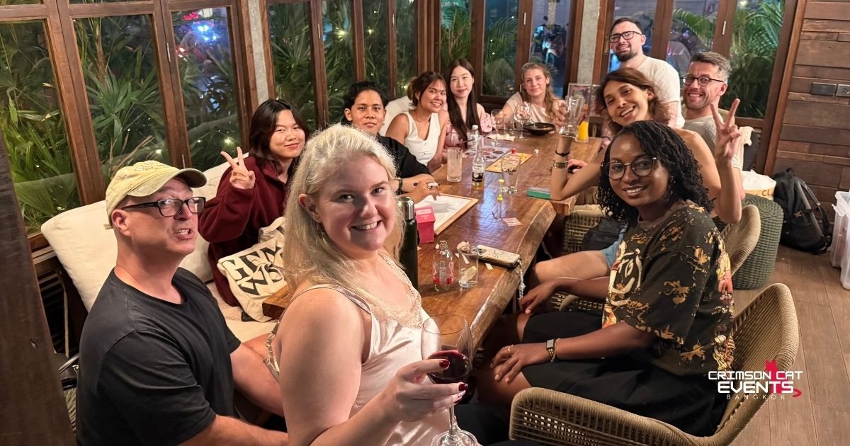 New friends smiling together at Game Night